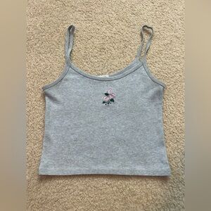 John Galt Brandy Melville Grey Embroidered Grey Tank  
Size small